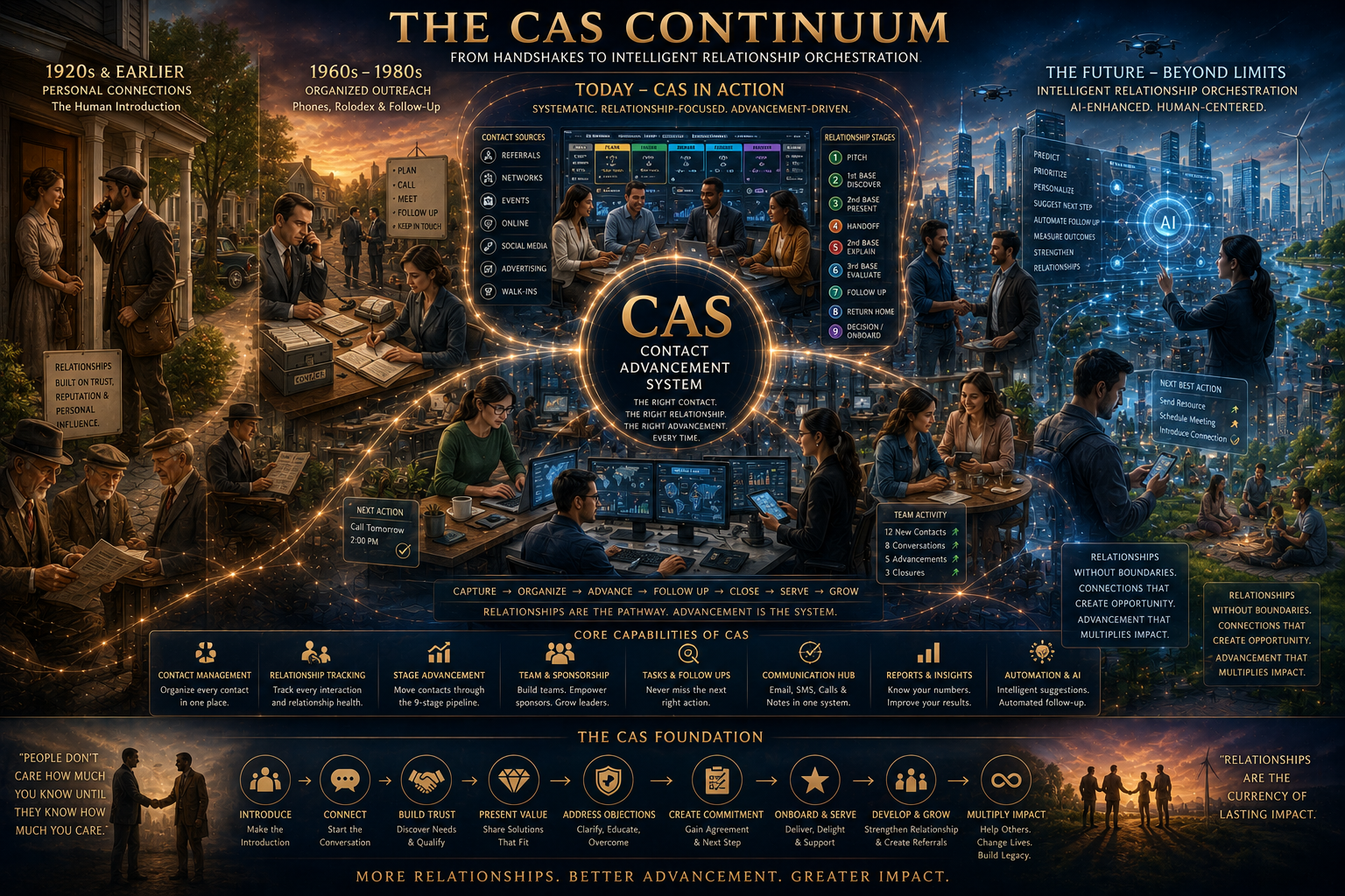 Contact Advancement System historical-to-future continuum